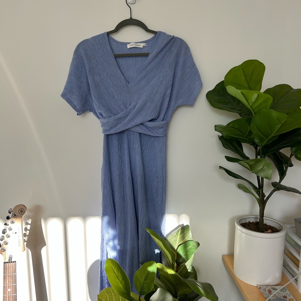 Nordstrom Floret Studio Elegant Blue Wrap Dress